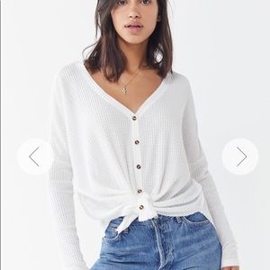 Jojo Oversized Thermal Button-Front Top